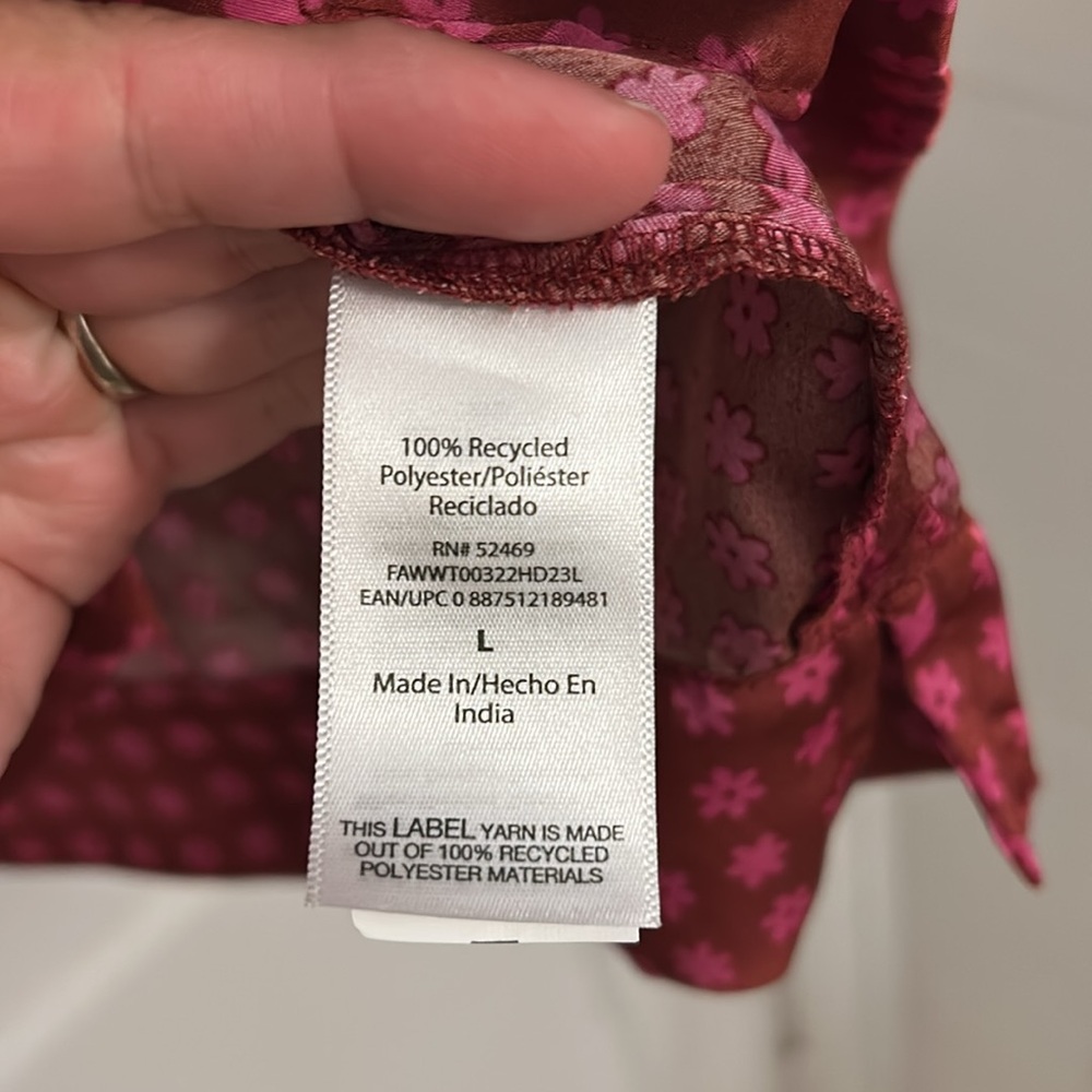 Red Patterned Button-Up Pajama Top - Picture 4 of 7